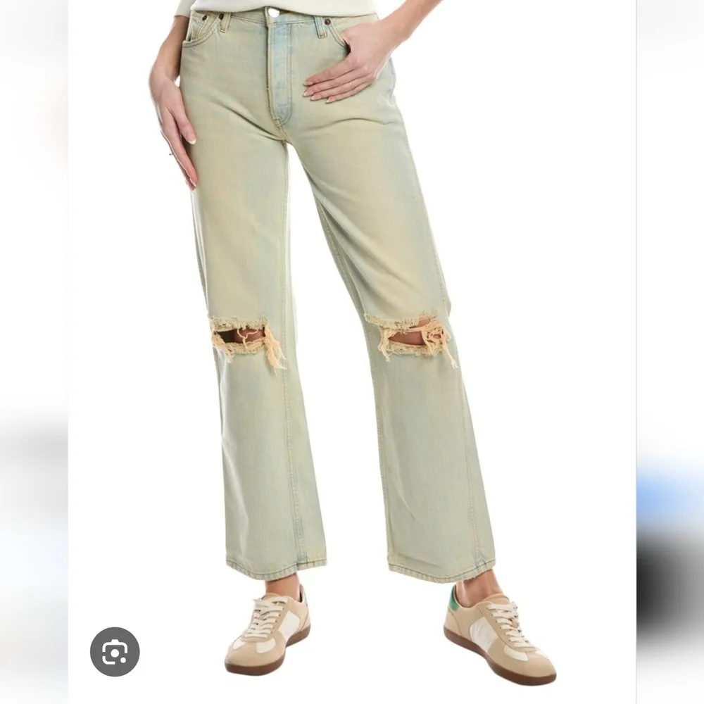 NWT RE/DONE 90s High Rise Loose Distressed Straight Jeans Sonora Size 24